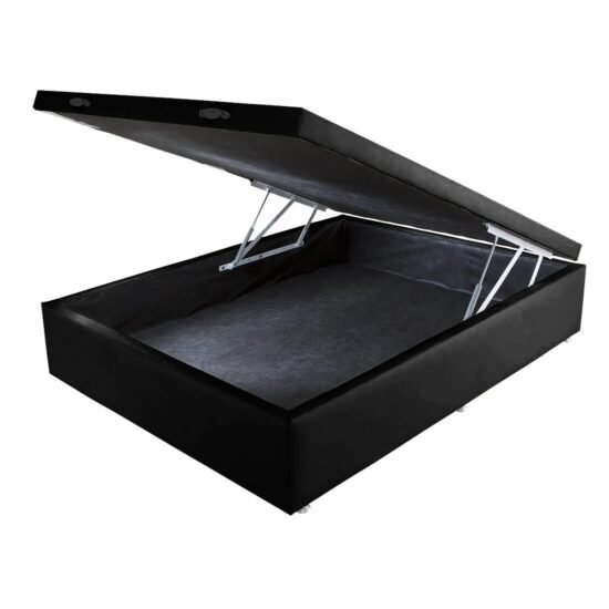 Base Box Casal Baú Corino Preto - BIOSTAR