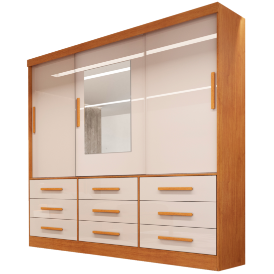 Alternative view of Guarda-Roupa 3 Portas(Sem Pés)Athenas 1,80 m Nature/Off White - BIANCHI