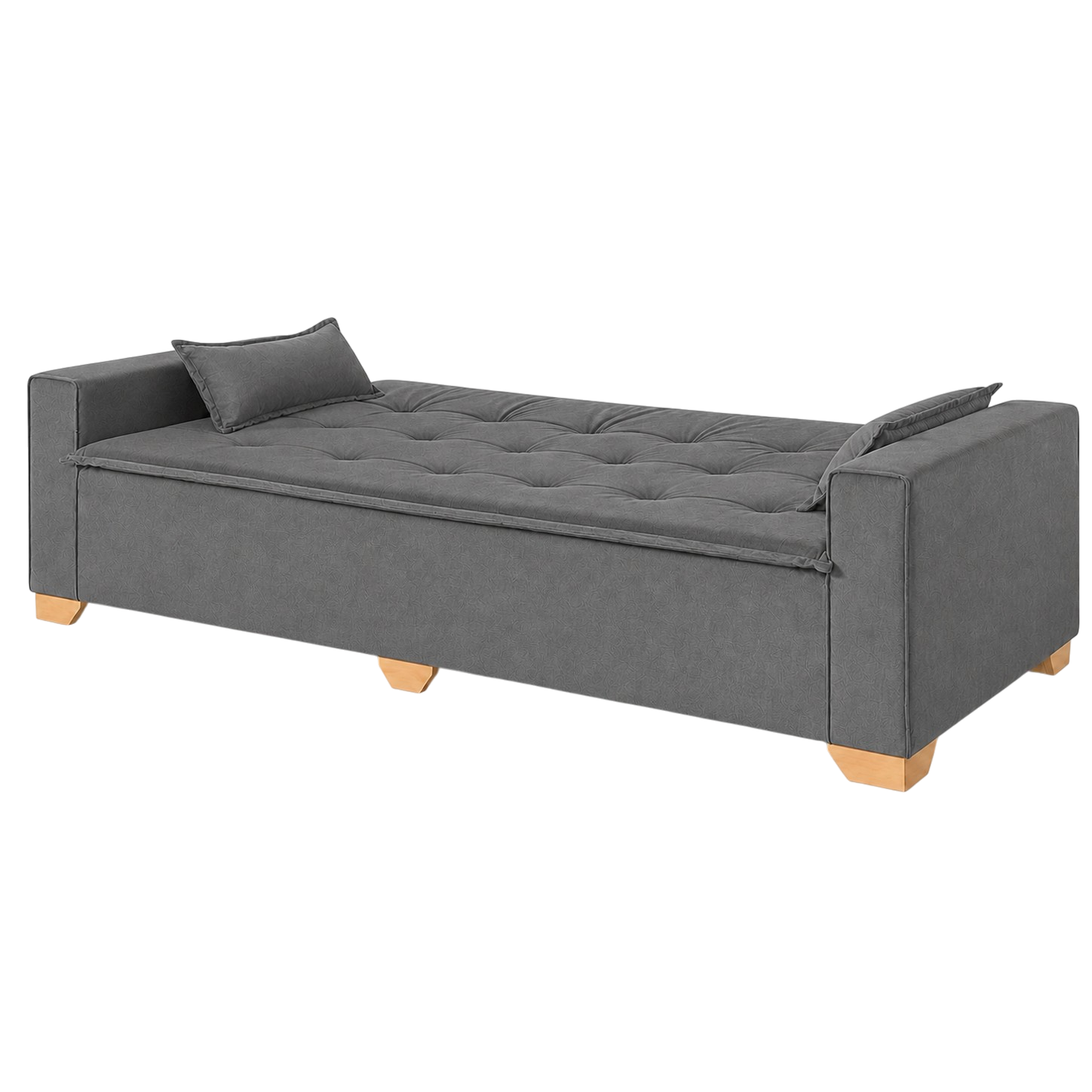 Sofá Cama Canadá 2,18 m Veludo Cinza 195 - TOP ESTOFADOS - Imagem 2