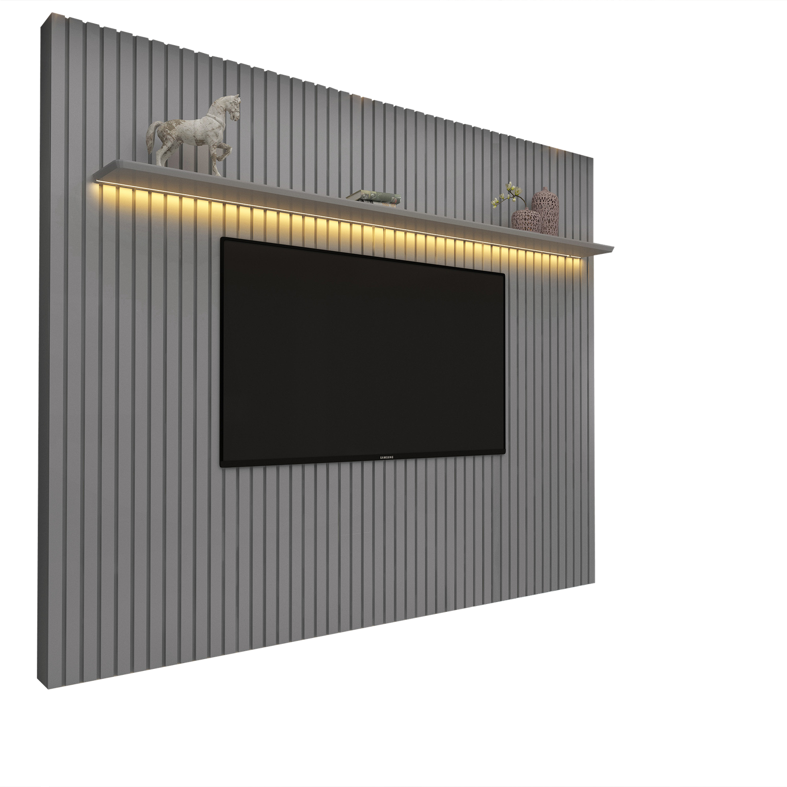 Painel ate 85" Nobre Ripado 230 Cinza - GELIUS - Imagem 3