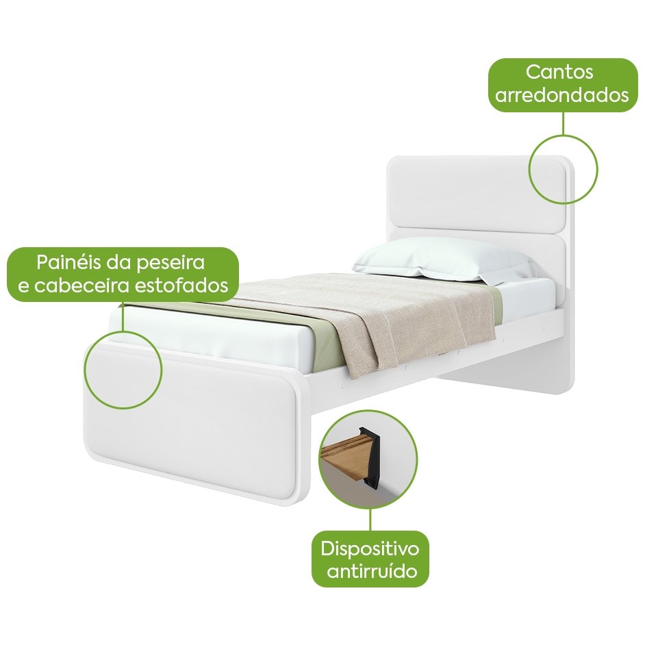 Cama Solteiro Loop Branco - LOPAS - Imagem 2