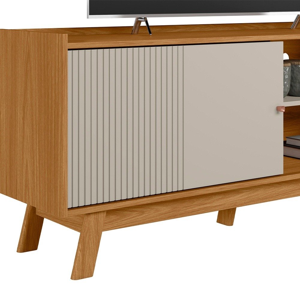Rack ate 65" Aurum Nature/Off White - LINEA BRASIL - Imagem 4