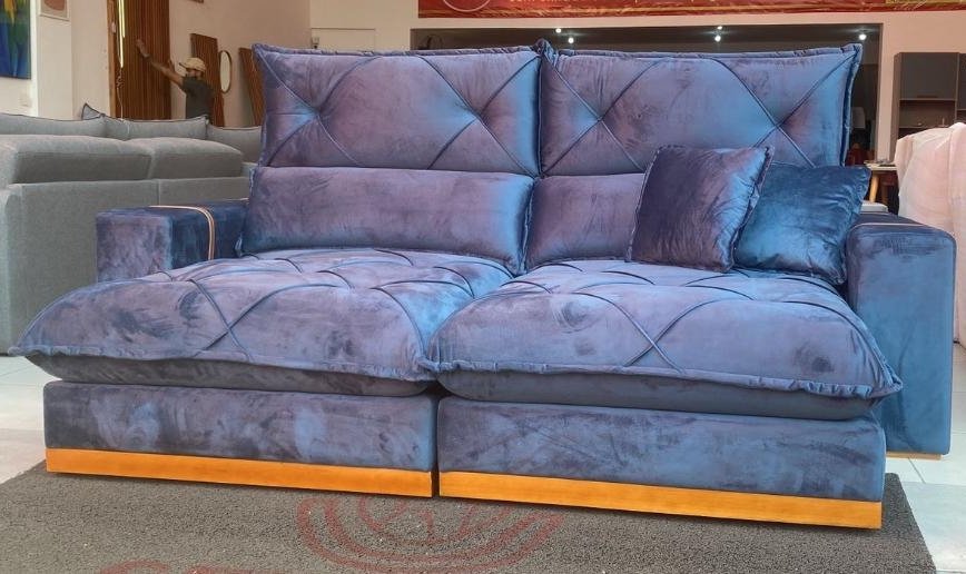 Sofá Retrátil e Reclinável Gran Bello Light 2,50 m Veludo Cinza - QUINE ESTOFADOS - Imagem 3