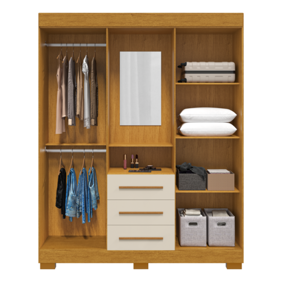 Alternative view of Guarda-Roupa Capelinha Emily Gold 1,64 m Cinamomo/Off White – ACP MÓVEIS