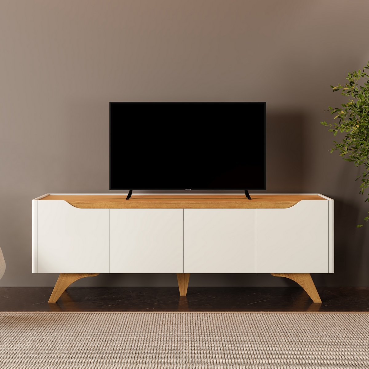 Rack até 75" Atenas 1.8 Off White/Naturale - MAVAULAR - Imagem 2