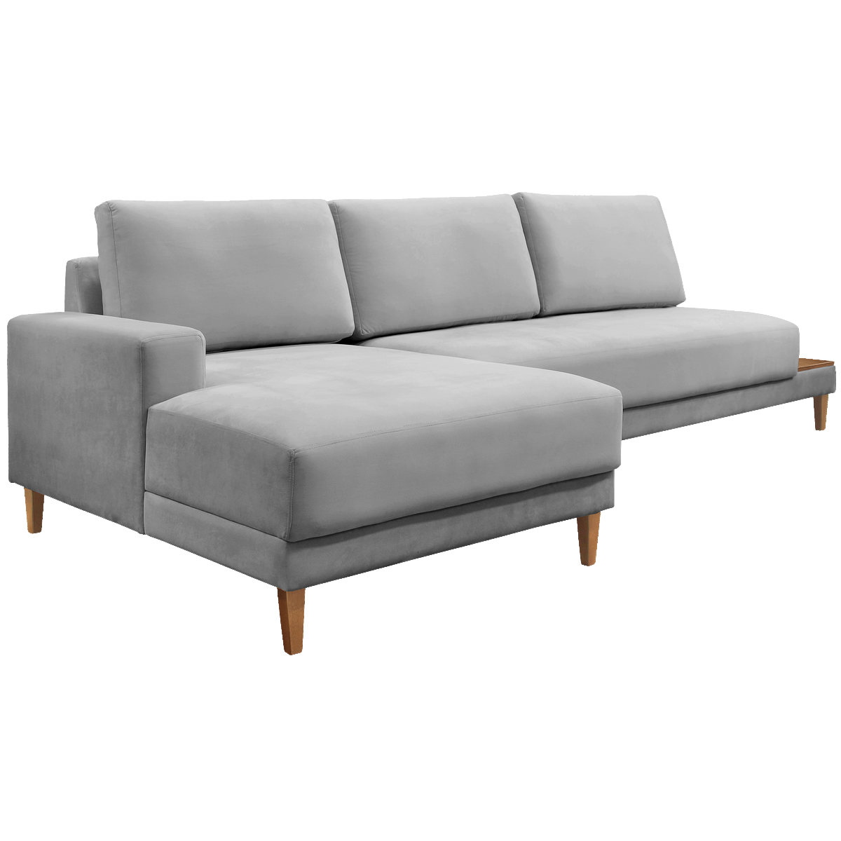 Sofá com Chaise Ref.825 2,90 m Chenile Linho Cinza Firenze - RONDOMÓVEIS - Imagem 6