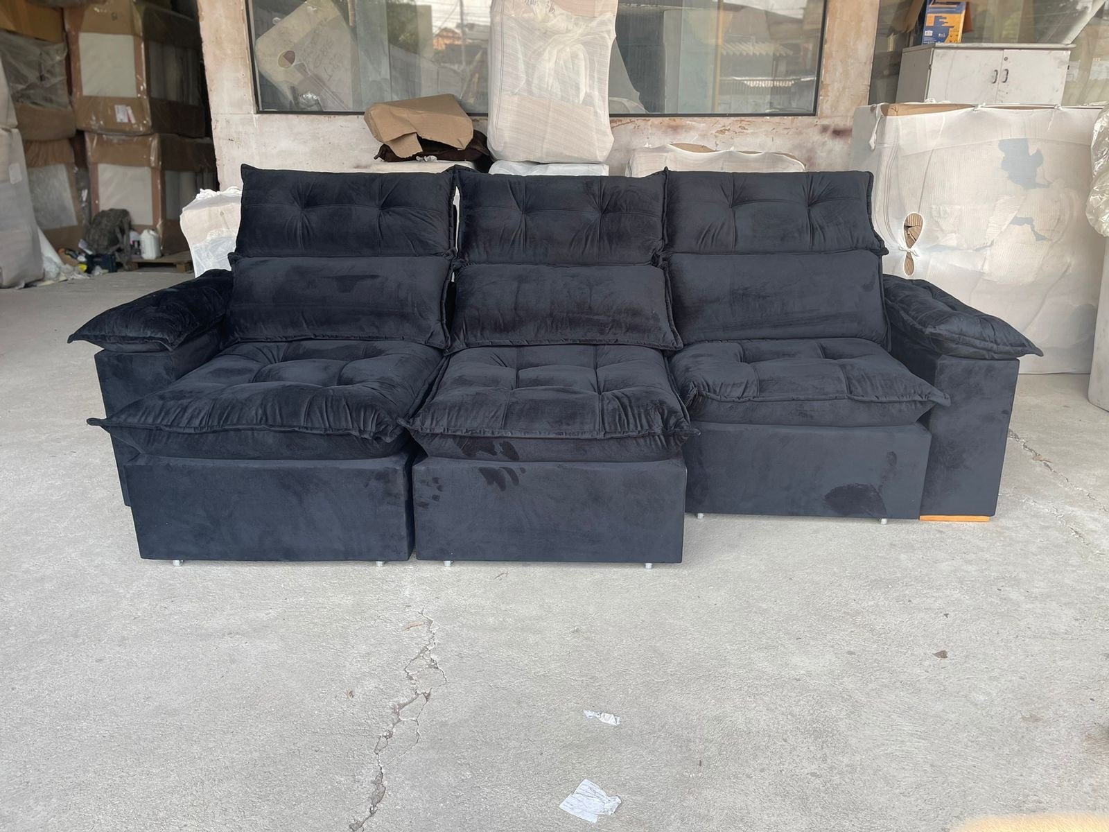 Sofá Retrátil e Reclinável Imperial 2,75 m Veludo Jolie Preto 12 - IMPERIAL DECOR - Imagem 3
