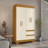 Guarda-Roupa 4 Portas Maya 0,998 m Cinamomo/Off White - ACP MÓVEIS