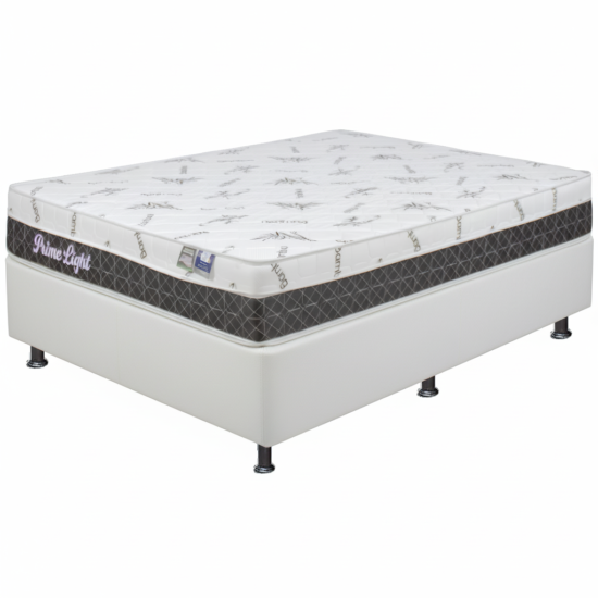Alternative view of Colchão Casal Prime Light 26 cm D28 Molas Ensacadas + Base Simples Corino Branco – ORTHOPRIME + BIOSTAR