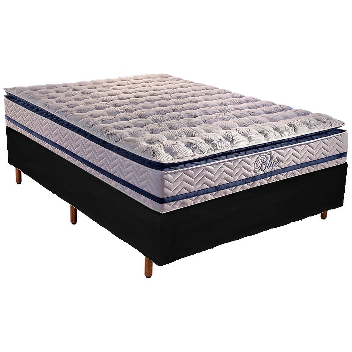Colchão Casal Blue 32 cm HR33 Molas Ensacadas + Base Simples Corino Preto – PAROPAS + BIOSTAR - Imagem 2