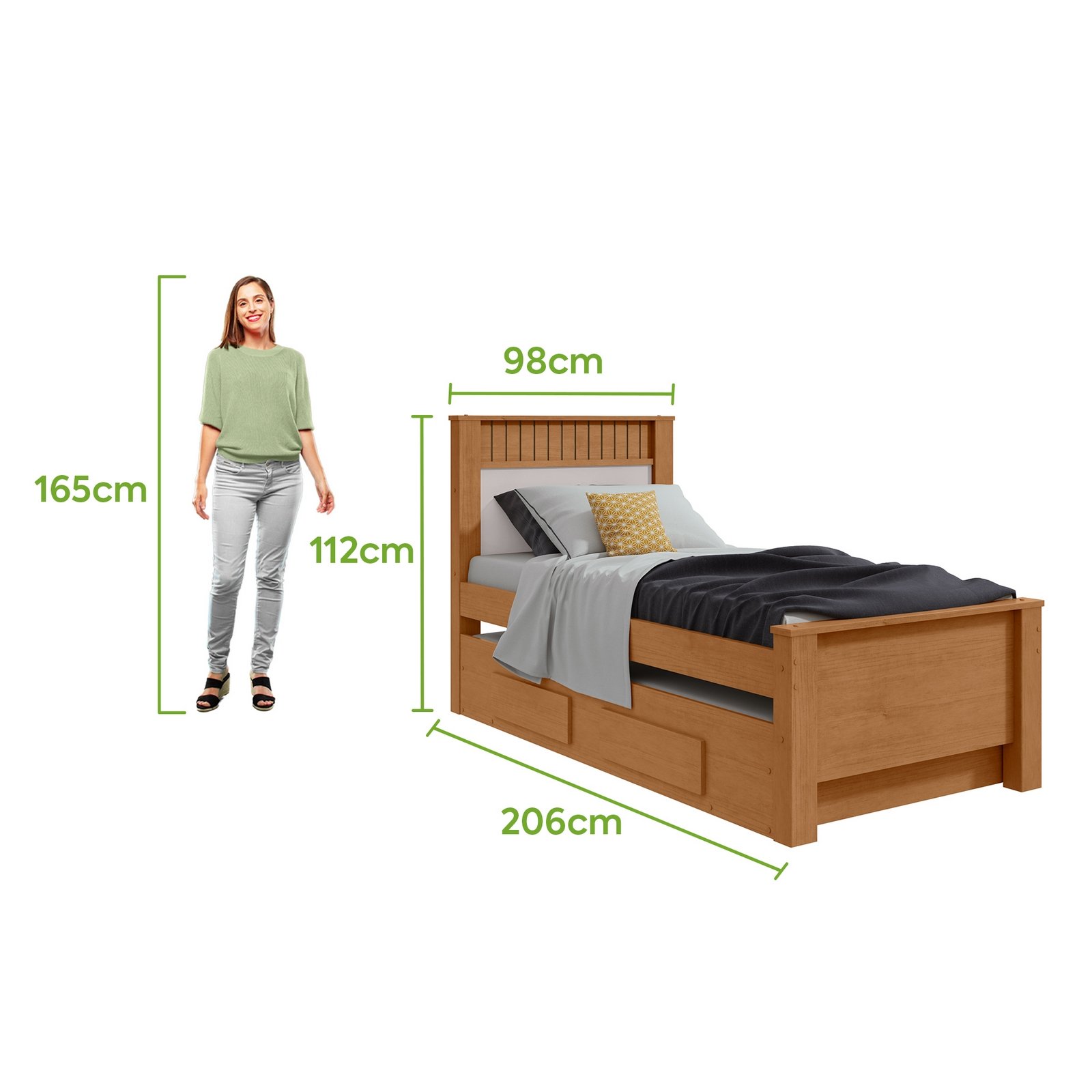 Cama Solteiro Athenas com Auxiliar Amêndoa Clean/Off White/Amêndoa Clean – LOPAS - Imagem 7