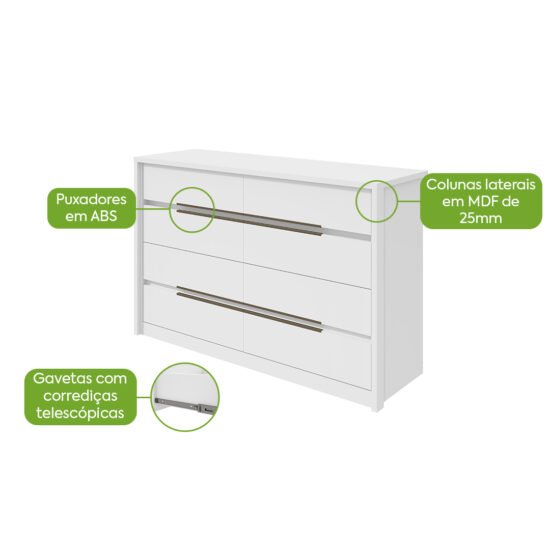 Alternative view of Cômoda 8 Gavetas Urban Branco – LOPAS