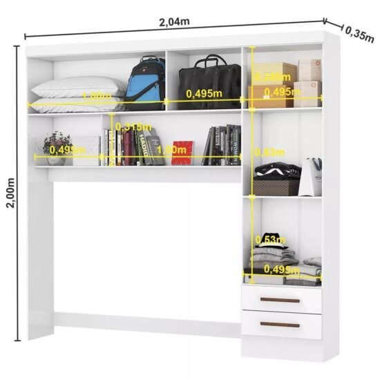 Alternative view of Modulado 4 Portas + Guarda-Roupa 3 Portas Sevilha (Com espelho) Branco - CARIOCA MÓVEIS