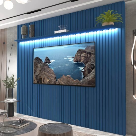 Alternative view of Painel ate 85" Nobre Ripado 230 Azul - GELIUS