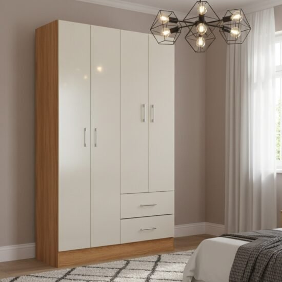 Guarda-Roupa 4 Portas Panamá 4002 0,90 m Cinamomo/Off White – FELLICCI
