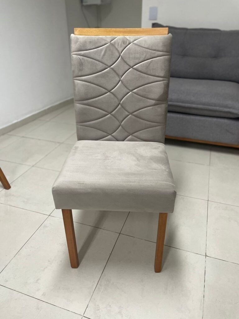 Mesa Salinas/Helô/Los Angeles 120 Cinamomo/Off White com 4 Cadeiras Safira Veludo Bege – CEL MÓVEIS + WM DECOR - Imagem 2
