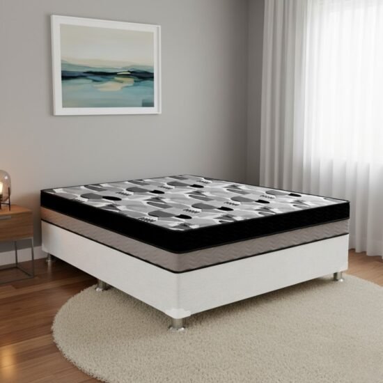 Colchão Casal ISO Dupla Face 20 cm D28/D33 + Base Simples Corino Branco – ORTOBOM + BIOSTAR