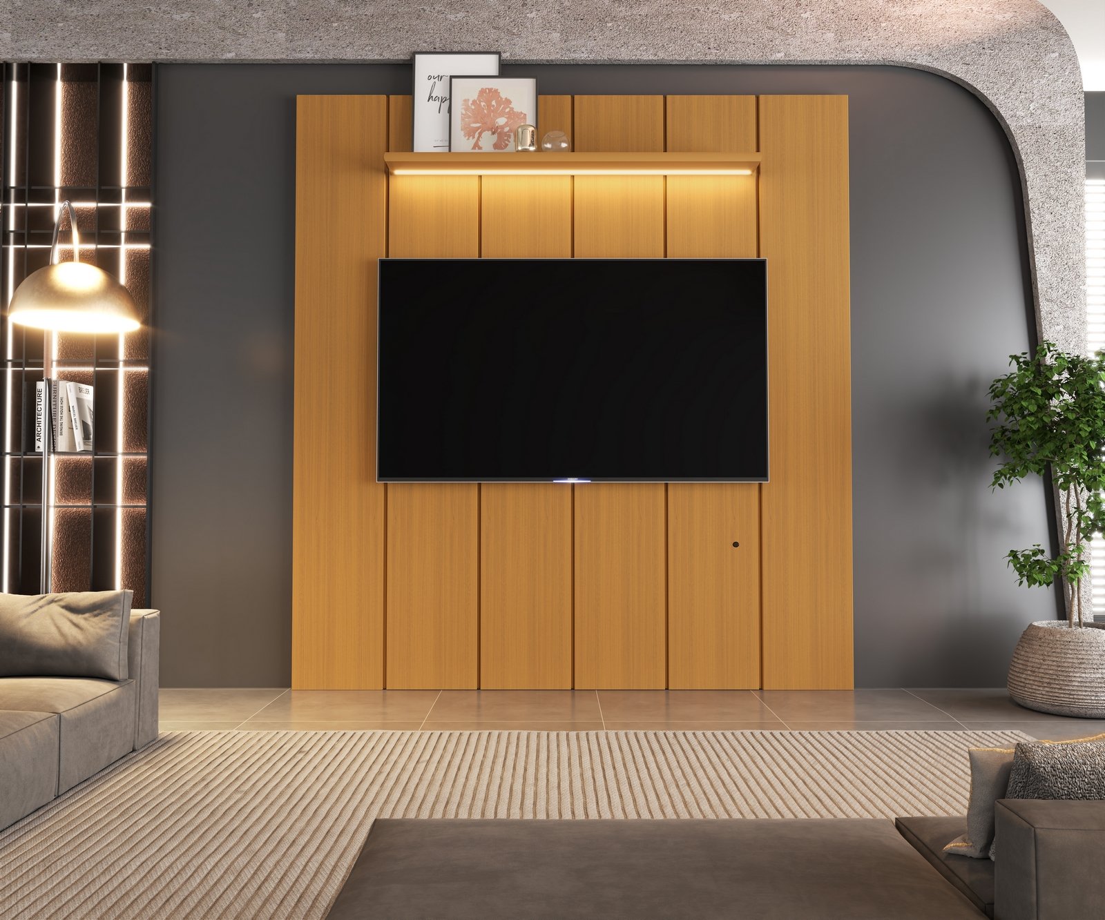 Painel até 75" Lumi 1,88 m Cedro - EDN MÓVEIS - Imagem 2