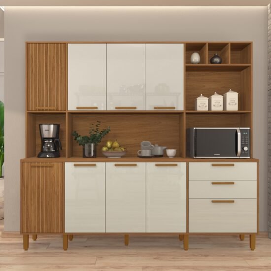 Kit Cozinha Porto 2,19 m Freijó/Off White – INDÉKES