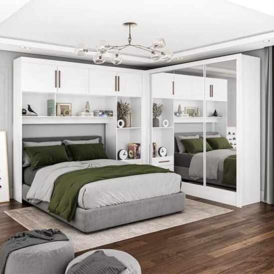 Modulado 4 Portas + Guarda-Roupa 3 Portas Dubai/Santiago Premium Branco - CARIOCA MÓVEIS