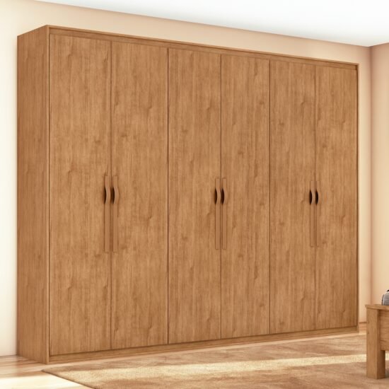 Guarda-Roupa 6 Portas Suavitá 2,70 m Amêndoa Clean - LOPAS