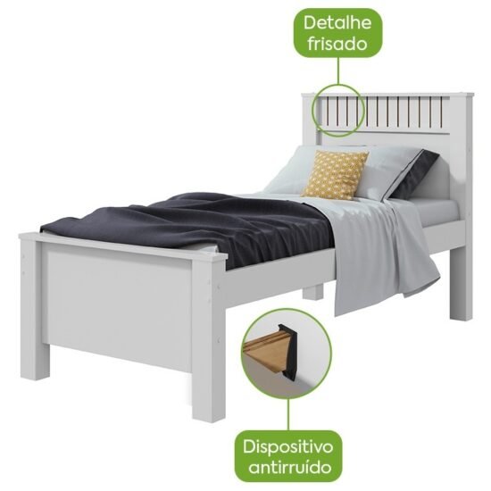 Alternative view of Cama Solteiro Athenas Branco - LOPAS