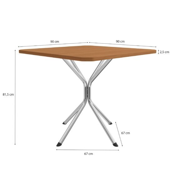 Alternative view of Mesa Creta 0,90 com 4 Cadeiras Malta CMC1078 (M088/F090/4C140) Cromado/Canela - KAPPESBERG