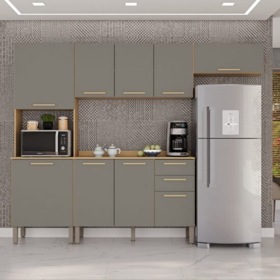 Cozinha Completa New Valência Jequitibá/Granizo - SALLÊTO