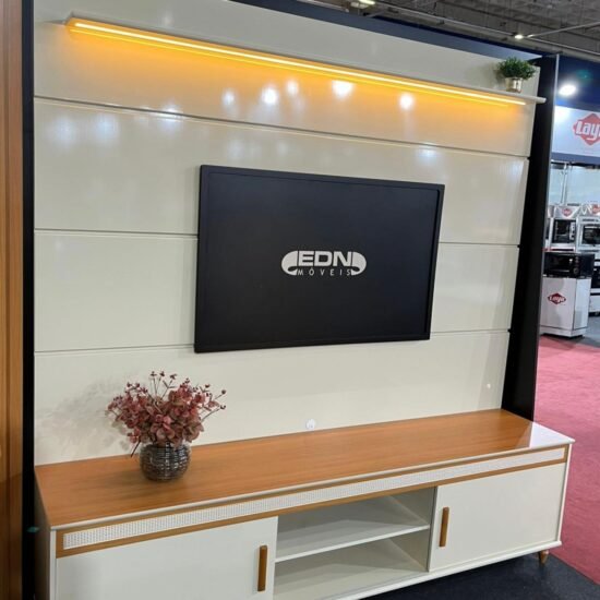 Alternative view of Painel até 75" Bliss + Rack Comodoro 2.18 Off White/Cedro - EDN MÓVEIS