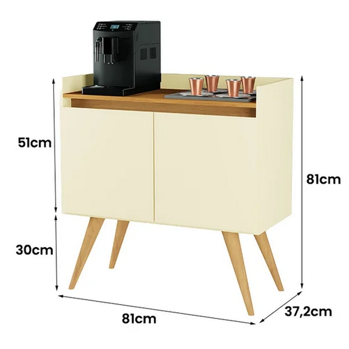 Buffet 2 Portas Gold Perola/Mel - MOVEIS PRIMUS - Imagem 3