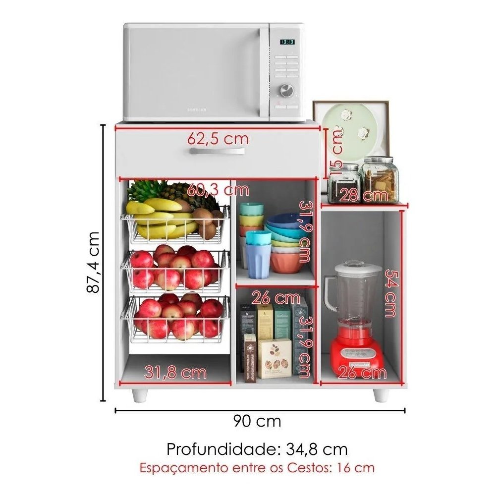 Fruteira 2P1G Branco - ARAMÓVEIS - Imagem 3