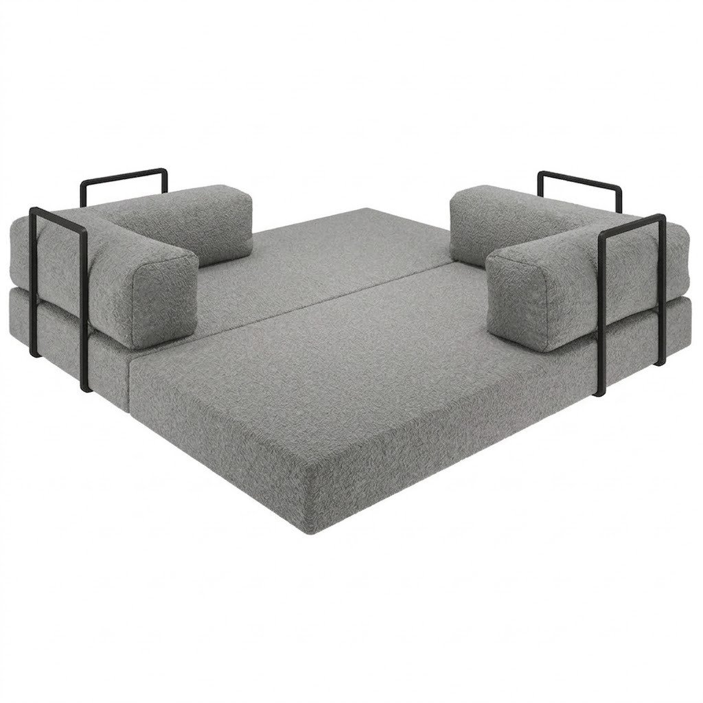 Sofá Cama Light 1,80 m (Expansível) Bouclé Cinza Grafite 10 – PLUFF SOFÁ NA CAIXA - Imagem 6