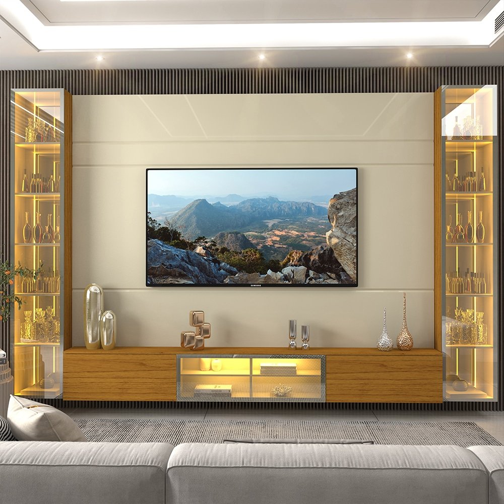 Home Suspenso até 85" Luminare Reflecta com Duas Torres 293 Off White/Naturale - GELIUS - Imagem 3