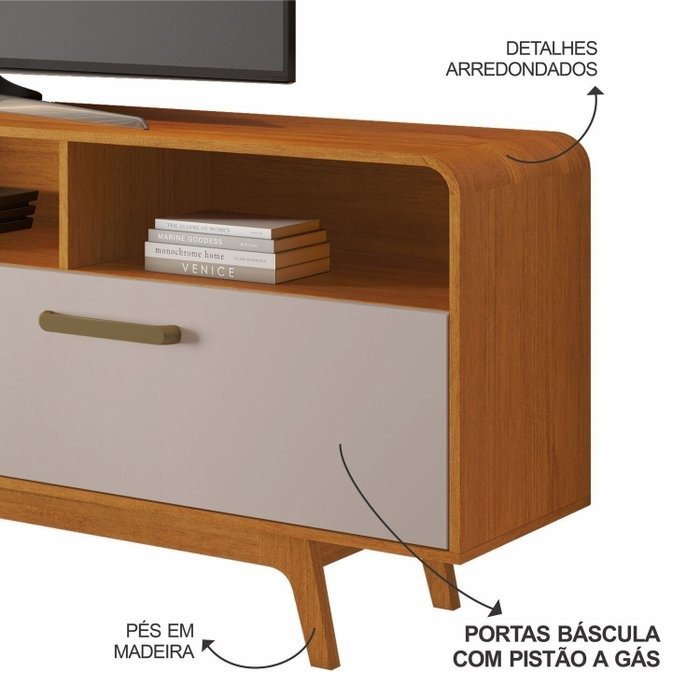 Painel até 70″ Cristal Cinamomo + Rack Cristal Cinamomo/Off White – JCM MOVELARIA - Imagem 6