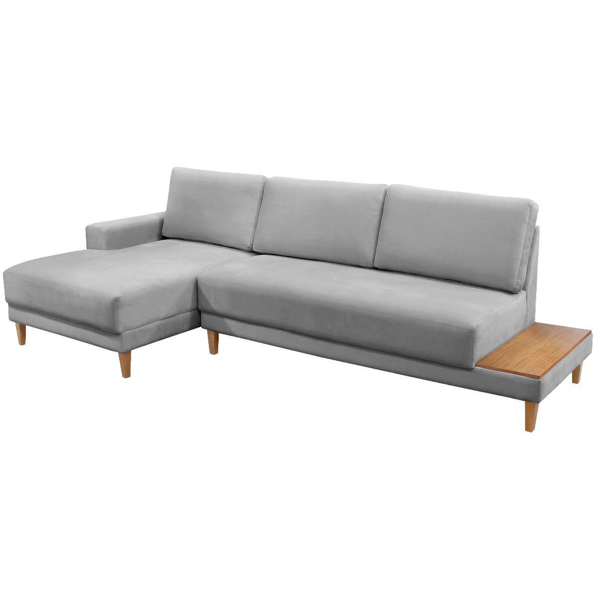 Sofá com Chaise Ref.825 2,90 m Chenile Linho Cinza Firenze - RONDOMÓVEIS - Imagem 8