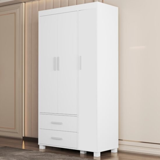 Guarda-Roupa 3 Portas Livia 0,89 m (Sem adesivo) Branco - MADEC MÓVEIS