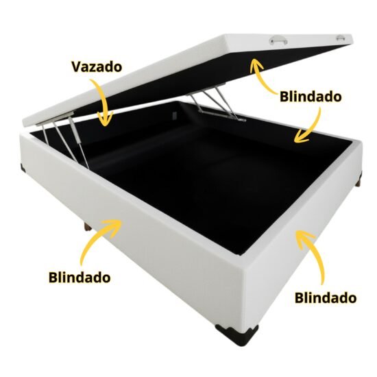 Alternative view of Base Box Casal Baú Corino Branco - ALTO NÍVEL CAMAS E COLCHÕES