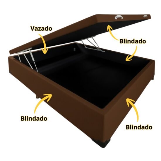 Alternative view of Base Box Casal Baú Corino Marrom - ALTO NÍVEL CAMAS E COLCHÕES