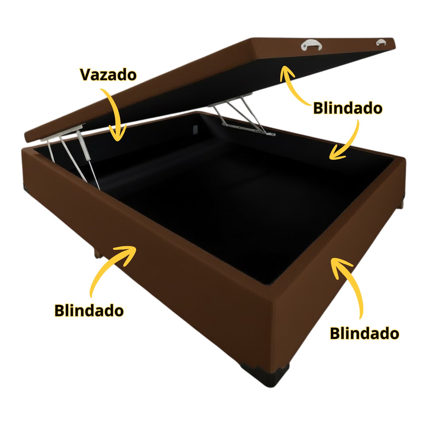Base Box Casal Baú Corino Marrom - ALTO NÍVEL CAMAS E COLCHÕES - Imagem 2