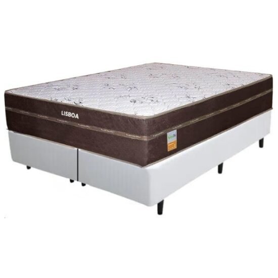 Alternative view of Colchão Queen Lisboa 24 cm D28 Molas Ensacadas + Base Simples Corino Branco – ECOTEC + BIOSTAR