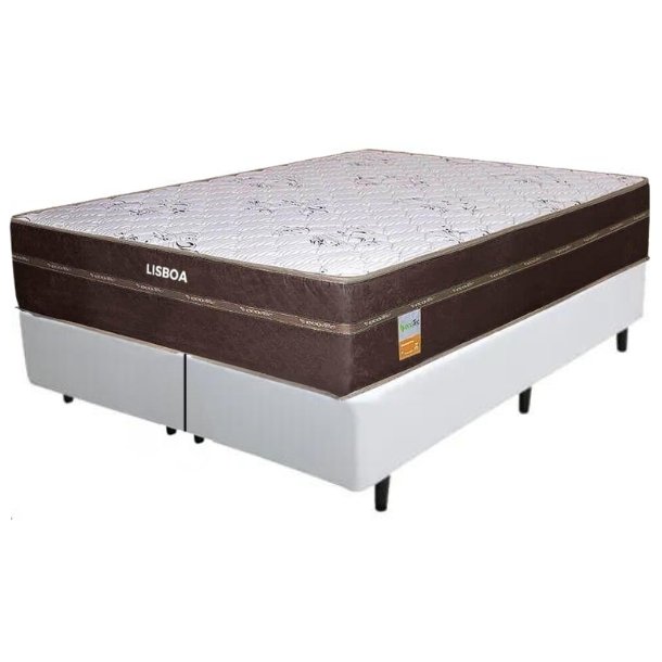 Colchão Queen Lisboa 24 cm D28 Molas Ensacadas + Base Simples Corino Branco – ECOTEC + BIOSTAR - Imagem 2