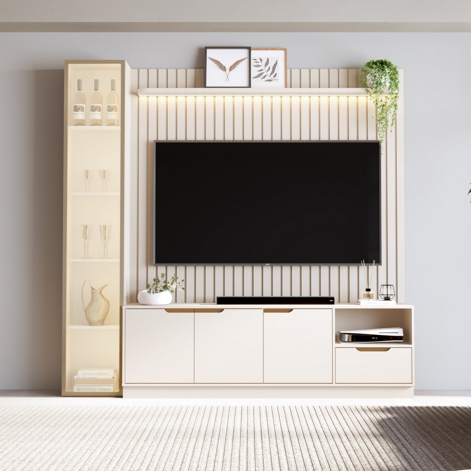 Home Tucumã Slim/Bancada 1.8 + Torre Modular 2.2 Off White – JB BECHARA (ESPECIAL)
