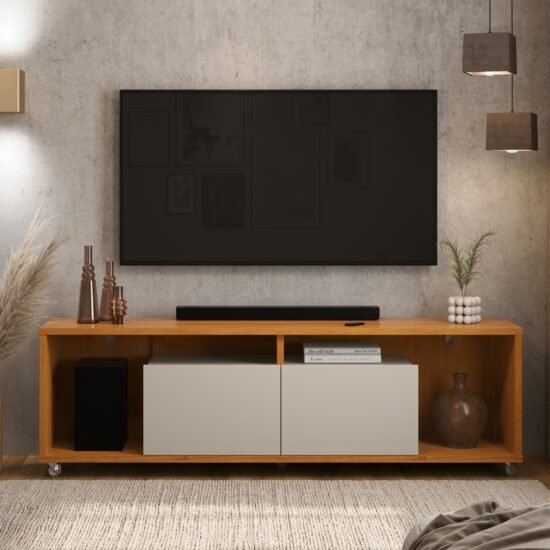 Rack até 75" Move 1.8 Cinamomo/Off White - PATRIMAR