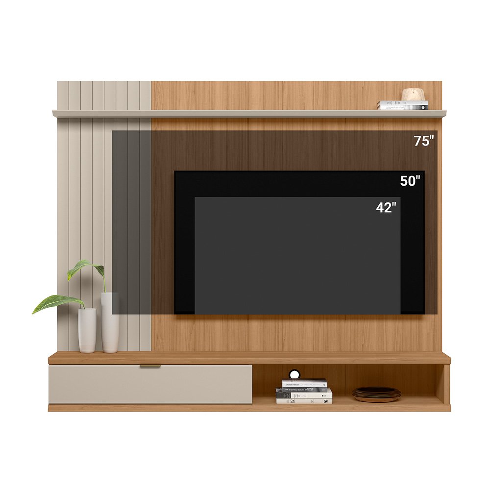 Painel Home até 75" Sintra Jequitibá/Off White Fosco - LINEA BRASIL - Imagem 4