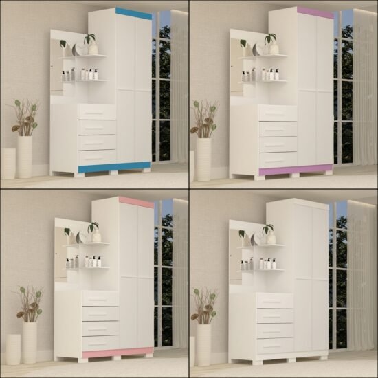 Alternative view of Guarda-Roupa 2 Portas Melissa 1,102 m Branco/Azul/Lilás/Rosa Flex - ACP MÓVEIS