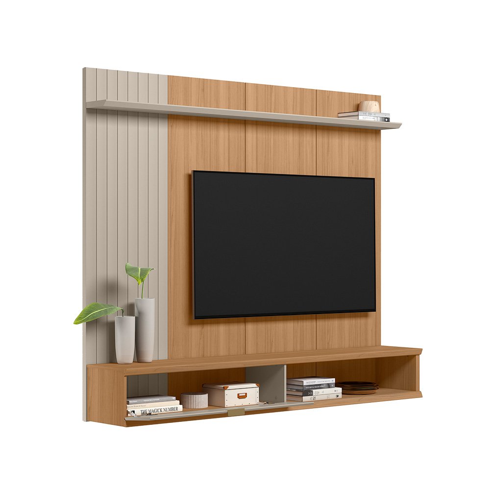 Painel Home até 75" Sintra Jequitibá/Off White Fosco - LINEA BRASIL - Imagem 10