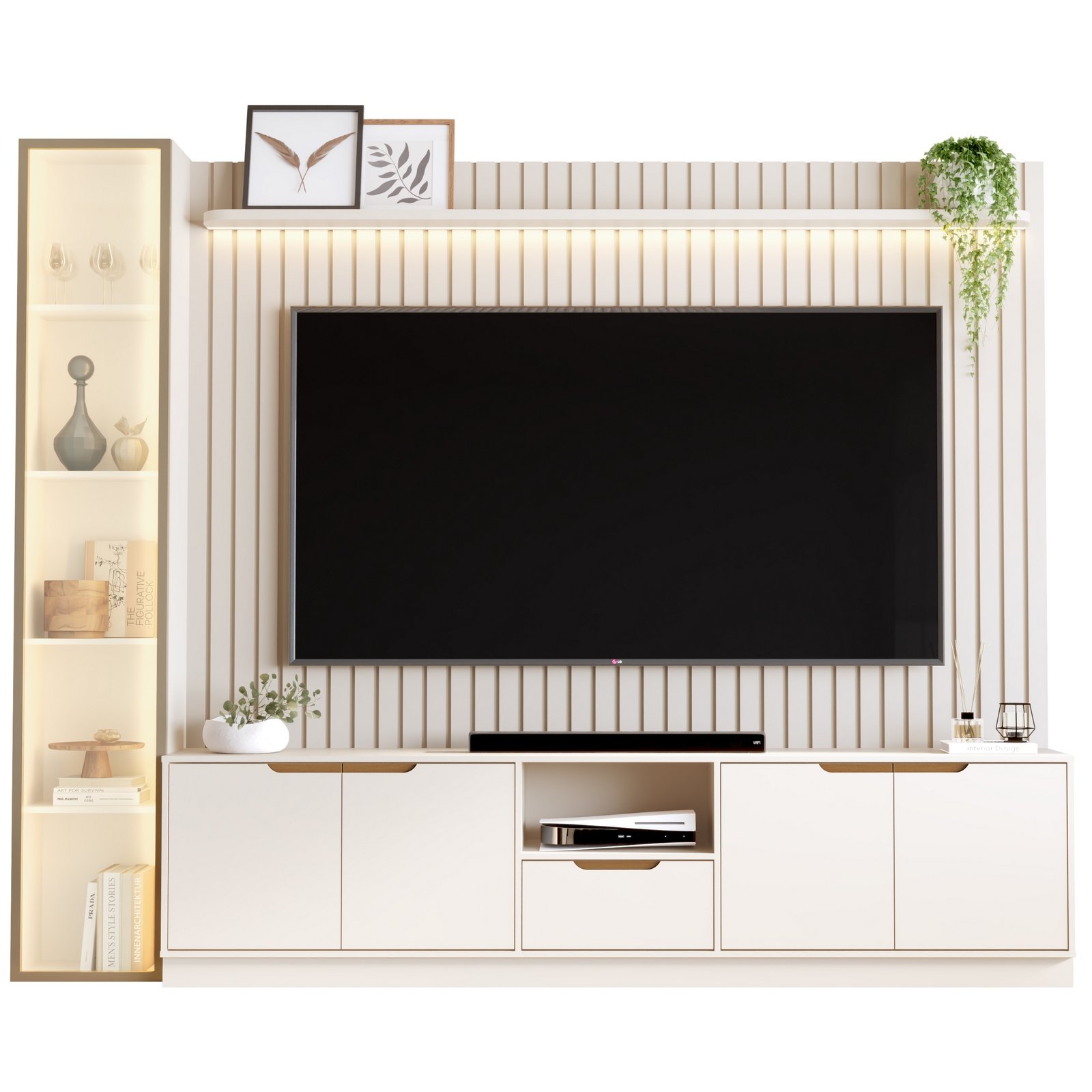 Home Tucumã Slim/Bancada 2.3 + Torre Modular 2.2 Off White – JB BECHARA (ESPECIAL) - Imagem 2
