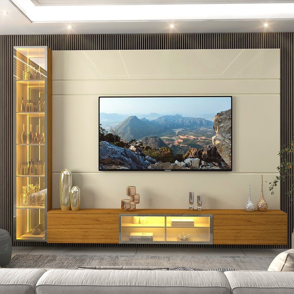 Home Suspenso até 85″ Luminare Reflecta com Uma Torre 255 Off White/Naturale – GELIUS (ESPECIAL) - Imagem 4