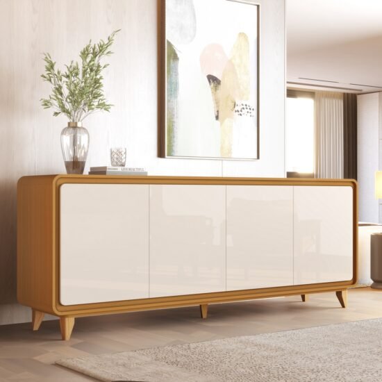Buffet 4 Portas Liv Cedro/Off White – EDN MÓVEIS