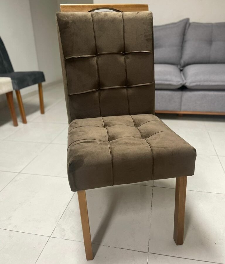 Mesa Salinas 120 (Tampo Londres s/ vidro) Cinamomo com 4 Cadeiras Sophia Veludo Marrom – CEL MÓVEIS + WM DECOR - Imagem 2